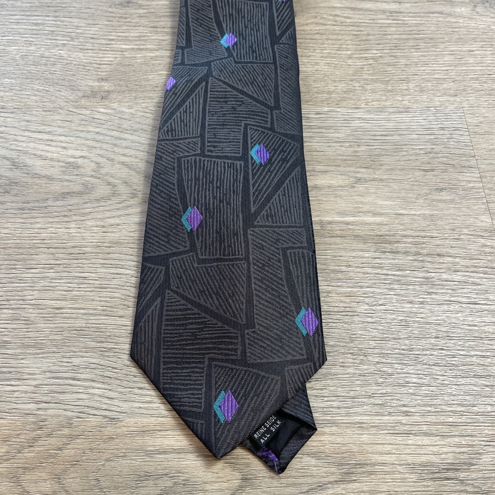 COURREGES HOMME 100% SILK TIE CRAVATTA SETA NECKTIE VINTAGE MADE IN ITALY 52 inc